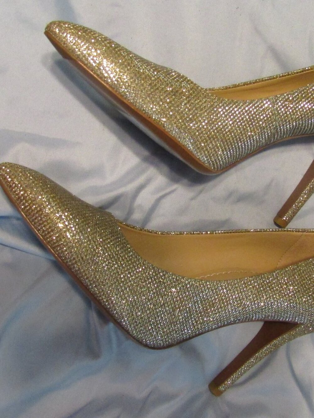 NIB COACH ADDIE 90 MET FABR PM GOLD HIGH HEELS (3.5") Size 8.5B